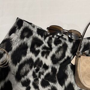 Black and White Leopard Print Bodycon Maxi Skirt